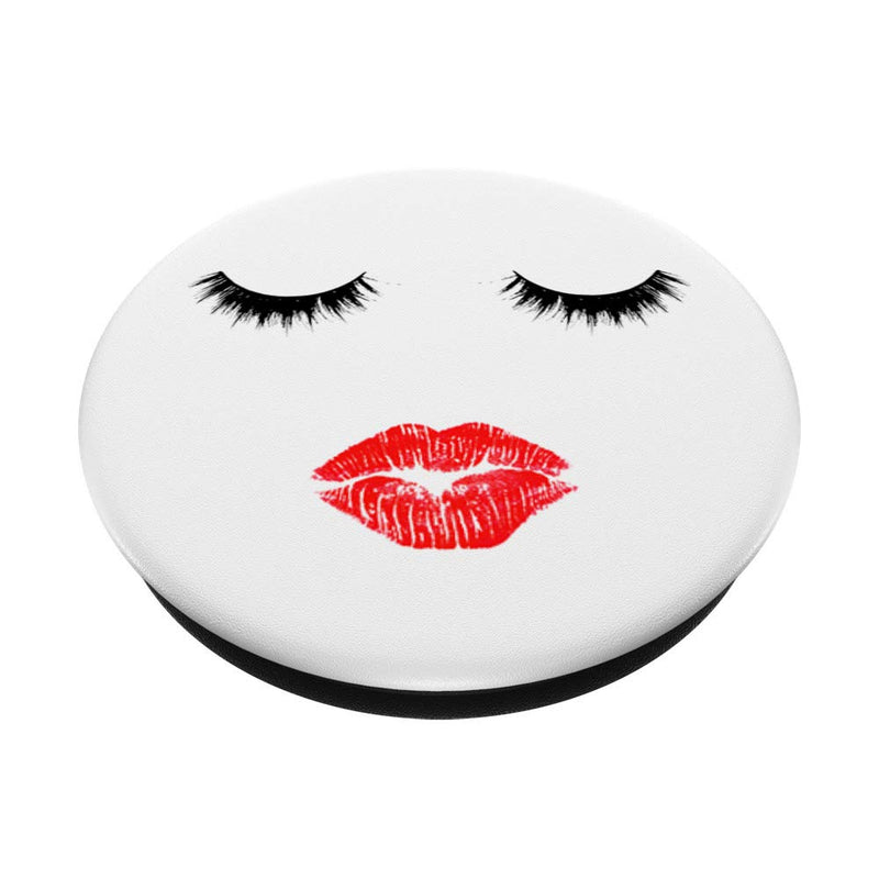 Lashes Lips Sexy Face Red Lipstick MUA Makeup Artist PopSockets Grip and Stand for Phones and Tablets Black - BeesActive Australia