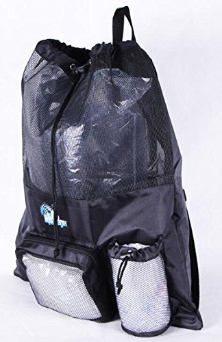 AquaLogix Mesh Cinch Bag - Rubberized Mesh and Durable Nylon - Exterior Zippered Pocket and Bottle Holder - BeesActive Australia