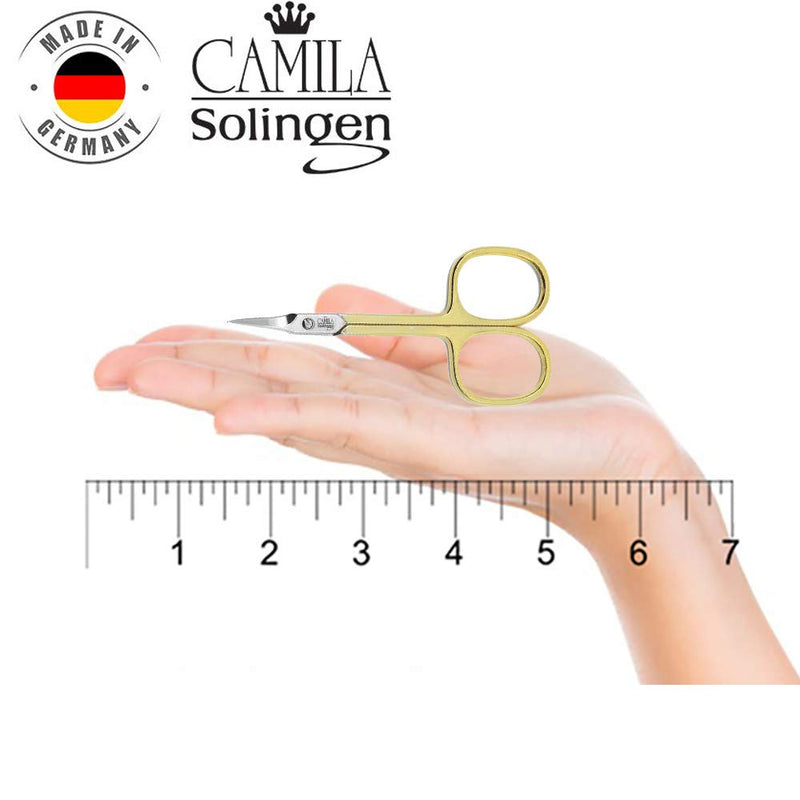 Camila Solingen CS04 Professional Nail Cuticle Scissors, Hypoallergenic Gold Plated Sharp Curved Manicure Pedicure Grooming for Finger and Toe Nail Care. Made of Stainless Steel in Solingen, Germany Cuticle Scissor - Tower Point - BeesActive Australia