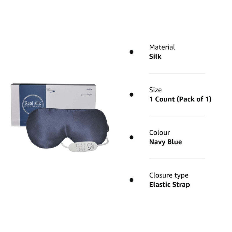 Silk Heated Eye Mask, PJYU Hot Eye Compress for Dry Eyes, Puffy Eyes, Blepharitis Treatment, Relieve Eye Strain, Styes Eye, MGD and Dry Eye Syndrome (Navy Blue) - BeesActive Australia