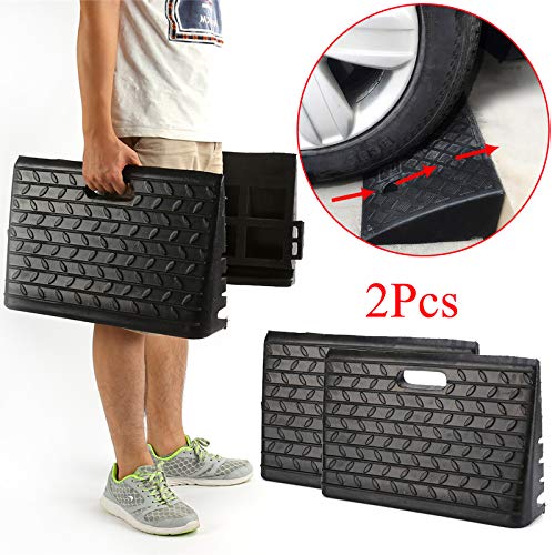 Rubber Ramps Heavy Duty, 2 Pcs Rubber Kerb Ramps for Caravan Car Mobility Also as the Disabled Wheelchair Accessory, Black - BeesActive Australia