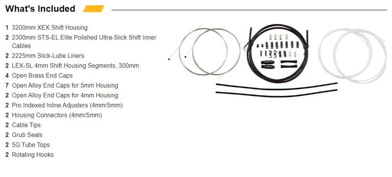 Jagwire - Universal 2X Elite Sealed DIY Shift Cable Kit | for Road, MTN, and Gravel Bike | SRAM and Shimano Shifter Compatible, Polished Ultra Slick Cables with Lubricated Liners, 3 Colors Black - BeesActive Australia