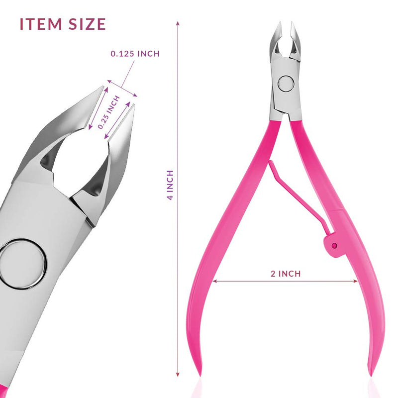 Andlane Cuticle Trimmer and Cuticle Pusher - Professional Stainless Steel Cuticle Nippers, Remover and Cutter - Manicure and Pedicure Tools (Pink) - BeesActive Australia