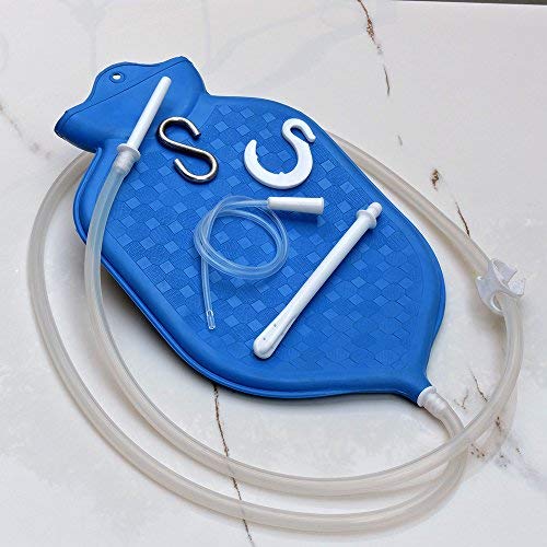 HealthGoodsEU - Rubber Enema Bag Kit (Blue) for Colon Cleansing with Silicone Hose (2 Quart, Open Top) - All Accessories Included - BeesActive Australia