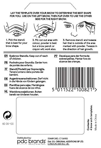 Eylure Brow Stencils, 4 Arch Style, Glossy Finish, for All Skin Types and Tones, Reusable and Easy to Use - BeesActive Australia