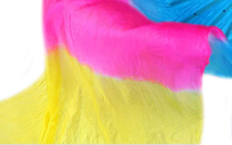[AUSTRALIA] - FZBNSRKO 1.8M 70.86" Belly Dance Silk Bamboo Fan Long Fans Veils Party Performance Morning Practice Long Fans 5 Color Gradient 