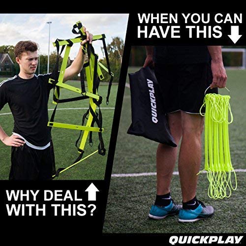 QuickPlay PRO No Tangle Agility Ladder with Quick Lock Adjustable Flat Rungs + Carry Bag (11-Rung) Multi-Sport Speed Ladder/Training Ladder - BeesActive Australia