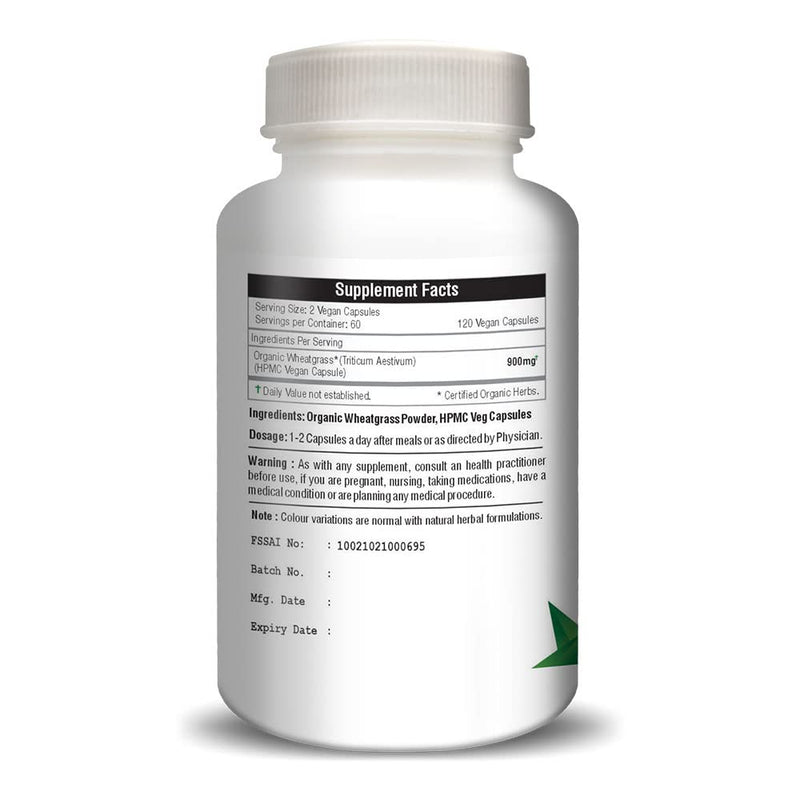 H&C Wheat Grass Capsules - 900mg per Serving, 120 Vegan Capsules | Healthy Superfood 120 Count (Pack of 1) - BeesActive Australia