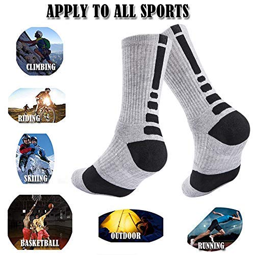 Elite Basketball Sock Cushion Athletic Long Sports Outdoor Socks Dri-fit Compression Sock for Boy Girl Men Women 6.5-11.5 5 Pairs One Size - BeesActive Australia