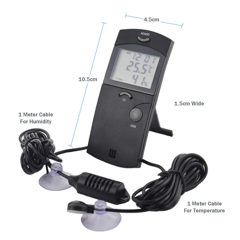 Digital Reptile Tank Max Min Thermometer Hygrometer with Two Remote Probes - Ideal for Reptile Tanks, Terrariums, Vivariums, Brooders, and Incubators - BeesActive Australia