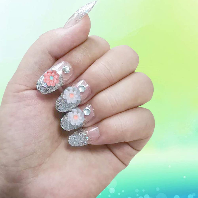 72 pcs Floral Nail Art Decal Sticker Supplies 3D Colorful Mixed Resin Flower Shape Flat Design DIY Nail Studs Jewelry Charms Decoration Accessories for Women Girl - BeesActive Australia