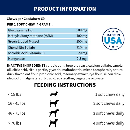 Lively Paws™ Mobility 10 Hip & Joint Care Supplement for Dogs- Soft Chews with Glucosamine, MSM, Green-Lipped Mussel, Manganese, Chondroitin & Vitamin C - BeesActive Australia