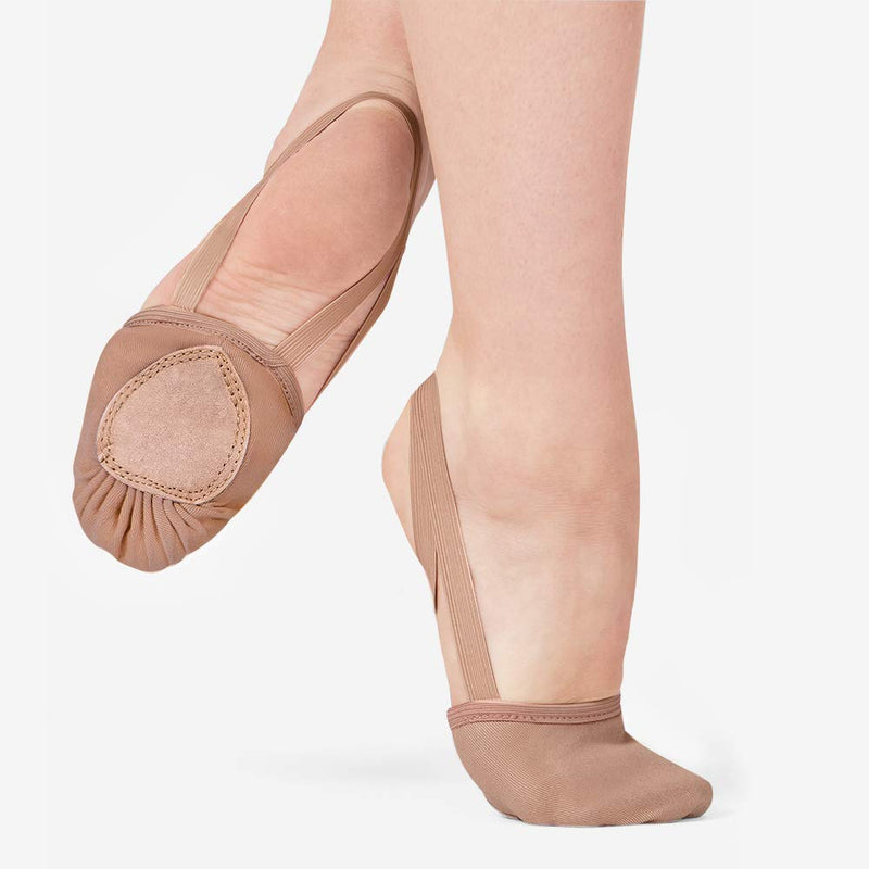 [AUSTRALIA] - STELLE Contemporary Pirouette Dance Half Sole Stretch Canvas Lyrical Turning Shoes for Ballet Jazz Girls/Women/Boy/Men/Adult 4.5-5.5 Tan 