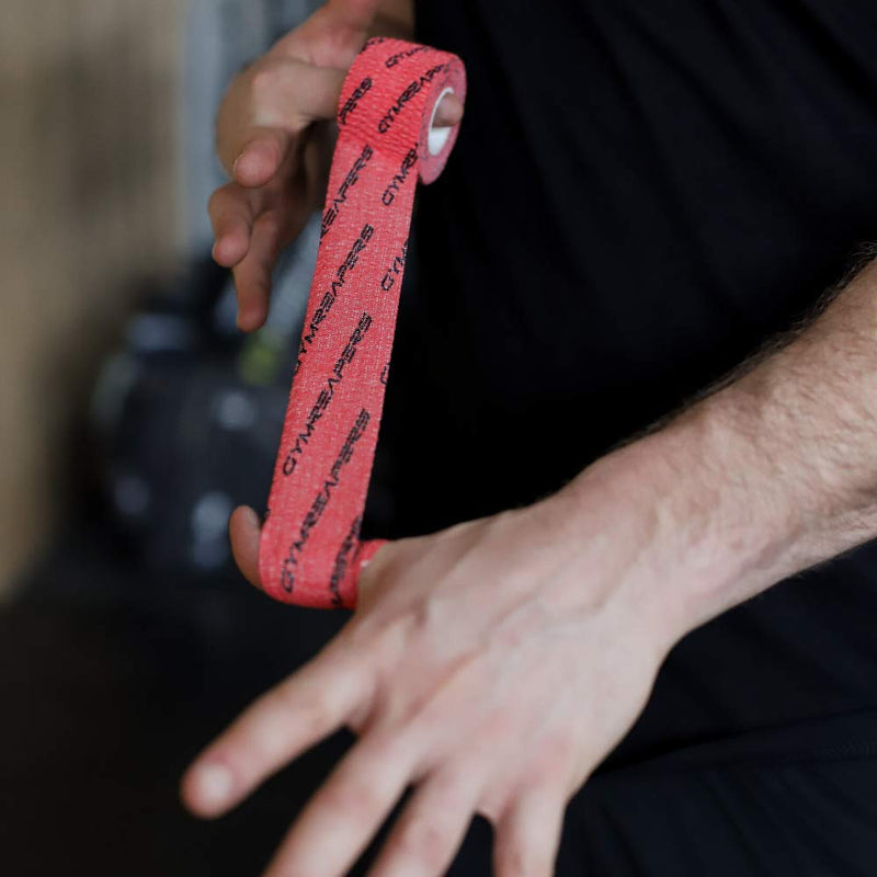 Gymreapers Weightlifting Adhesive Thumb Tape, Stretchy Athletic Tape Grip & Protection for Olympic Lifting, Cross Training, Powerlifting, Hookgrip Red 3 Rolls - BeesActive Australia