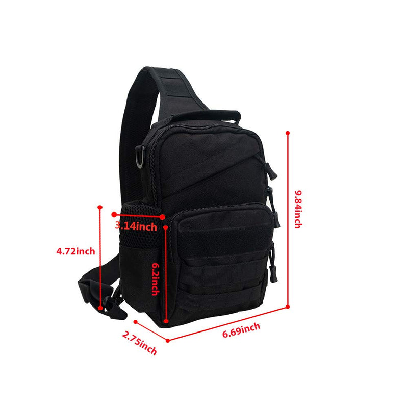 [AUSTRALIA] - Ousawig Tactical Small Sling Backpack Chest Shoulder Bag Molle Daypack with USB Charging for Men Outdoor Cycling Hiking Camping black 