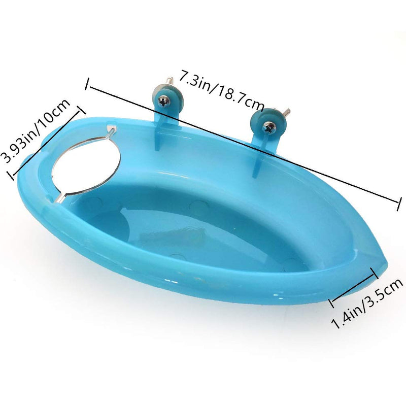 Hypeety Bird Bath with Mirror Portable Bird Bath Bird Bathroom for Pet Parrots Bathing Tub Bath Box Bird Shower Bathtub Accessories Blue-Bird Bathtub with Mirror - BeesActive Australia
