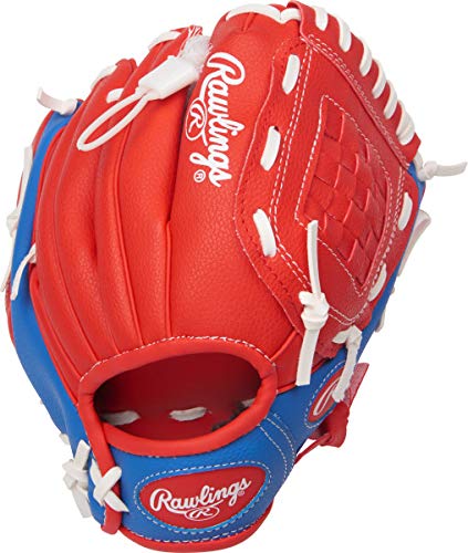 [AUSTRALIA] - Rawlings Players Series Youth Tball/Baseball Gloves Right 9 inch (Ages 3-5) Red/Blue with Ball 