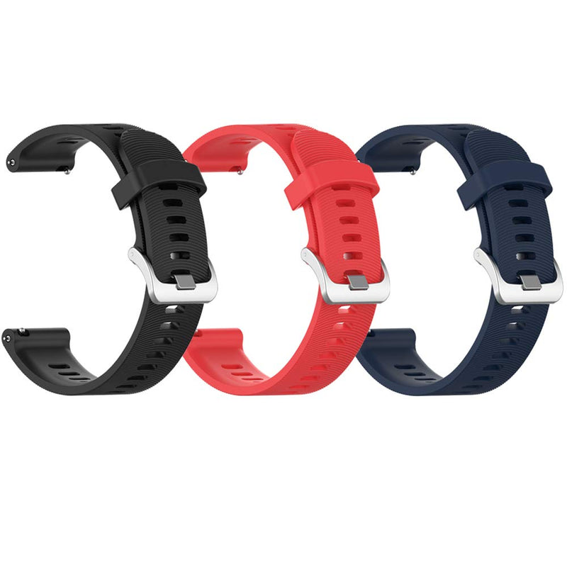 QGHXO Band for Garmin Forerunner 245, Soft Silicone Replacement Band for Garmin Forerunner 245 / Forerunner 645 (No Tracker, Replacement Bands Only) A-Black&Red&Navy - BeesActive Australia