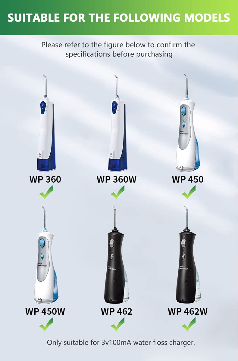 Bouge Water Flosser Charger for Waterpik WF-13CD010, WP-100-450, WP-112-462, WP-360, WP-440, WP-450, WP-462, WP-463, WP-465, WP-468 Cordless Plus Water Flosser Water Pick Power Cord Charger Cable - BeesActive Australia