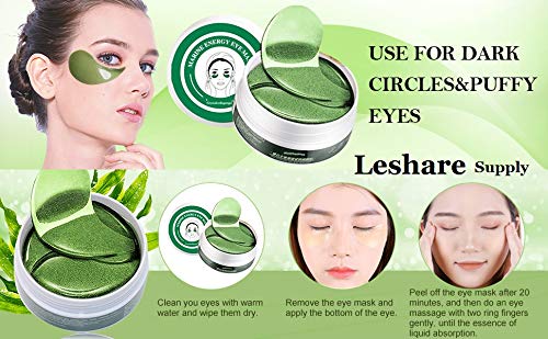 Leshare Eye Mask with Natural Plant Extracts, Under Eye Mask, Under Eye Patches, Eye Patches for Puffy Eyes, Eye Treatment Products, Dark Circles Under Eye Treatment for Women (60Pcs Green) 60Pcs Green - BeesActive Australia