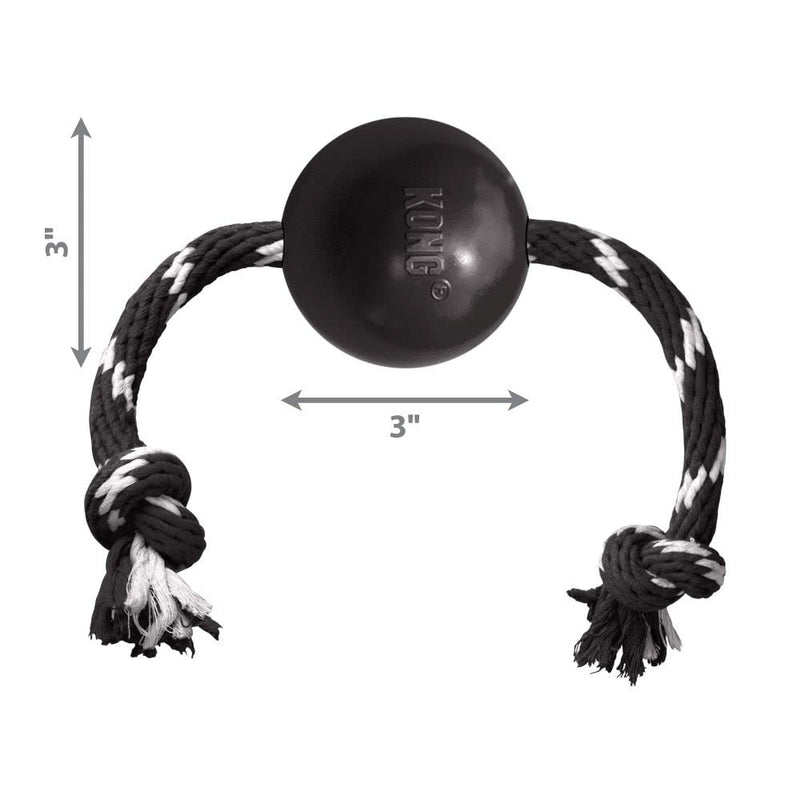 KONG Extreme Black Ball w/Rope Dog Toy Large (Pack of 1) - BeesActive Australia