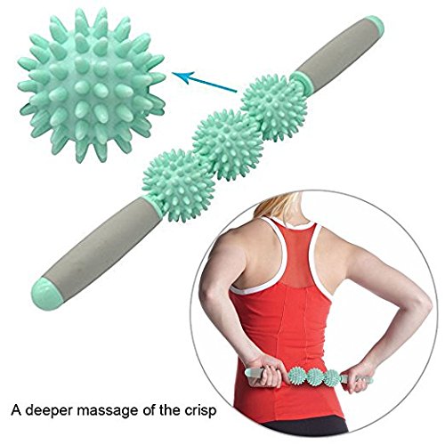 VLFit Muscle Roller Stick Treble Roller Massage for Sore Muscles, Releasing Cramps, Back Tightness, Myofascial, Trigger Points Pain, Legs Lactic Acid, Knots, Calf Soreness Massager - 3 Spike Rollers - BeesActive Australia
