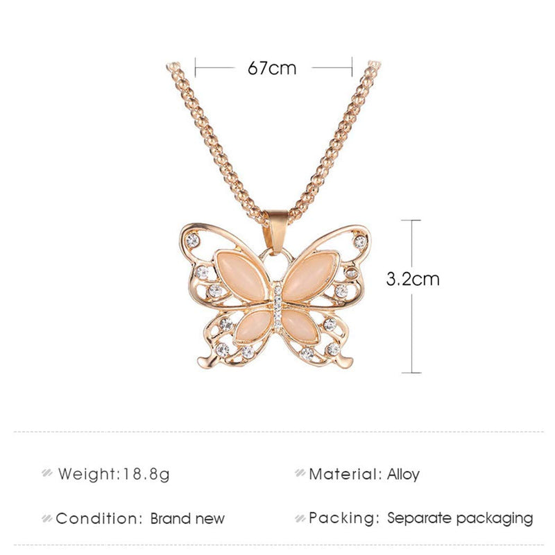 TseanYi Opal Butterfly Pendant Necklace Gold Large Butterfly Necklace Chain Insect Rhinestone Chain Necklace Jewelry for Women and Girls - BeesActive Australia