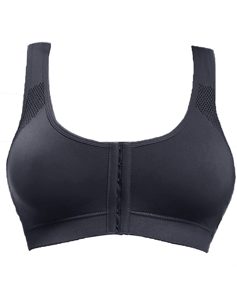 Jengo Post Surgery Bra for Women Surgical Bras Front Closure Sports Bras Breast Augmentation Mastectomy Bra Post Op Bra S Black - BeesActive Australia
