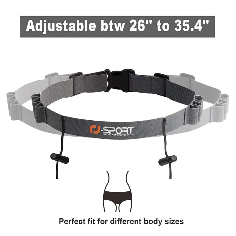 RJ-Sport Race Number Belt - Triathlon Race Belt Bib Holder with 6 Energy Gel Loops for Triathalon, Marathon, Running and Cycling Charcoal - BeesActive Australia