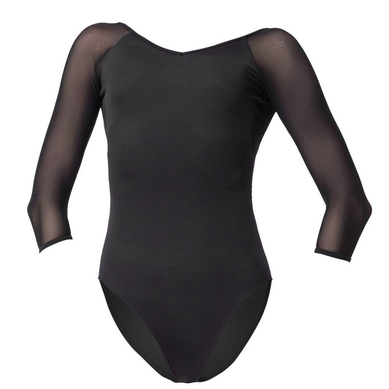 [AUSTRALIA] - Dance Ballet Leotards for Women Girls 3/4 Long Sleeve V-Neck Leotard（Black,S) Black XXL=height 5.2-5.35ft 