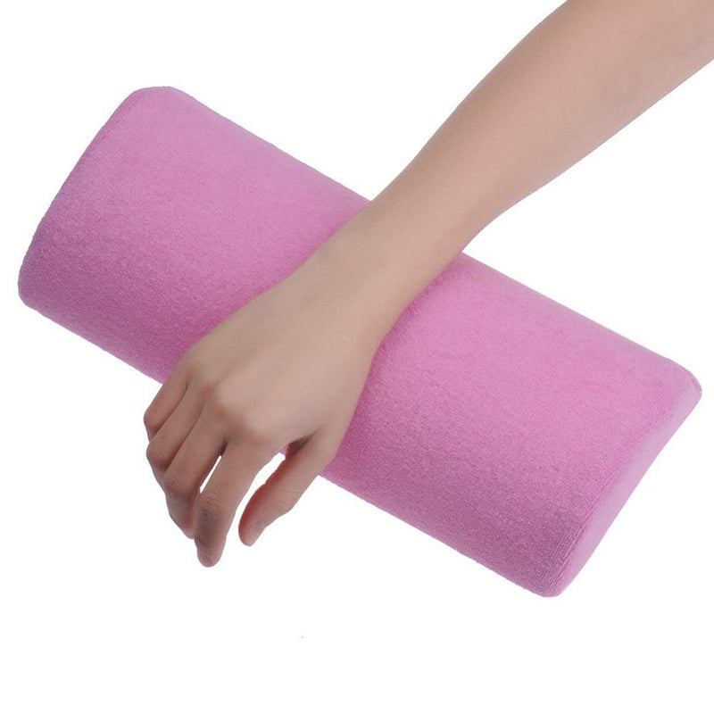 QIMYAR Soft Nail Art Design Cushion Hand Rest Pillow Half Column Manicure Care Treatment Salon Tool Pink - BeesActive Australia