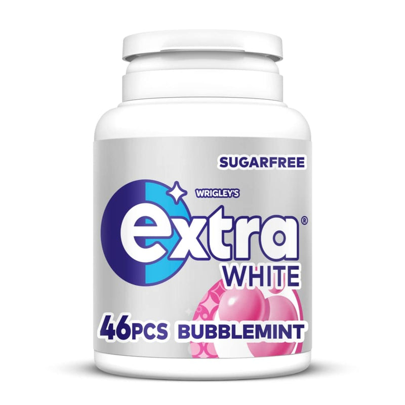 Wrigley's Extra White Bubblemint Sugarfree Chewing Gum, Bubblemint Flavour, Bright Smile, With Xylitol, Helps with Oral Hygiene for Healthy Teeth & Gums, 6 x 46 Packs 46 Count (Pack of 6) - BeesActive Australia
