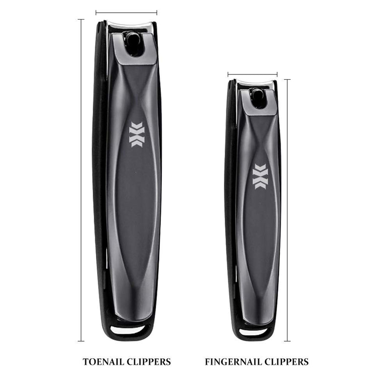 Doublx Black Nail Clipper Kits No Splash – Stainless Steel Fingernails, Toe Nails Clippers, Nail File Sharp Nail Cutter Trimmer Set (2PCS) - BeesActive Australia