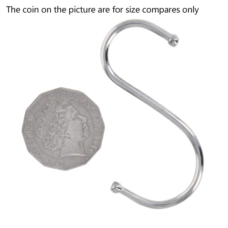 Juvielich 2.5" Wall Mounted S Shaped Hook Hangers for Towel Bag Key Kitchen Utensils, Thickness 3.6-4mm / 0.14"-0.16" Silver Colored, 20 Pcs - BeesActive Australia