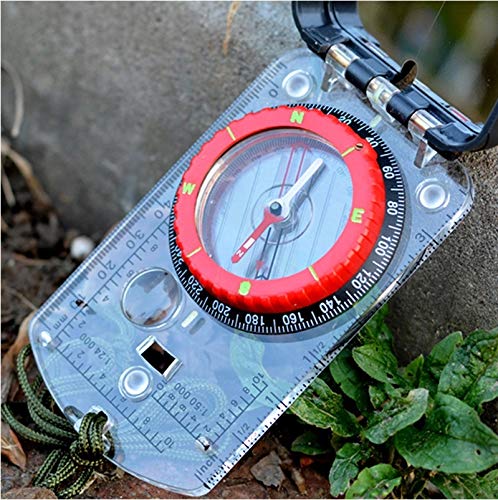 TurnOnSport Sighting Compass Mirror Adjustable Declination - Boy Scout Compass Hiking Survival - Map Reading Compass Orienteering - Mirror Compass Hunting Fishing - Compass Backpacking Camping Red - BeesActive Australia