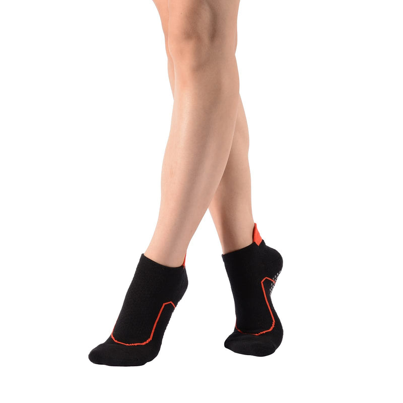Women's Padded Anti Slip Grips Compression Low Cut Yoga Barre Pilate Socks 5-pack Black - BeesActive Australia