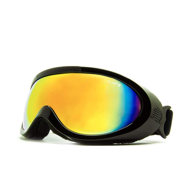 GloFX Black Diffraction Ski Goggles - Rainbow Gradient Rave Prism Kaleidoscope Lightshow Lenses - BeesActive Australia