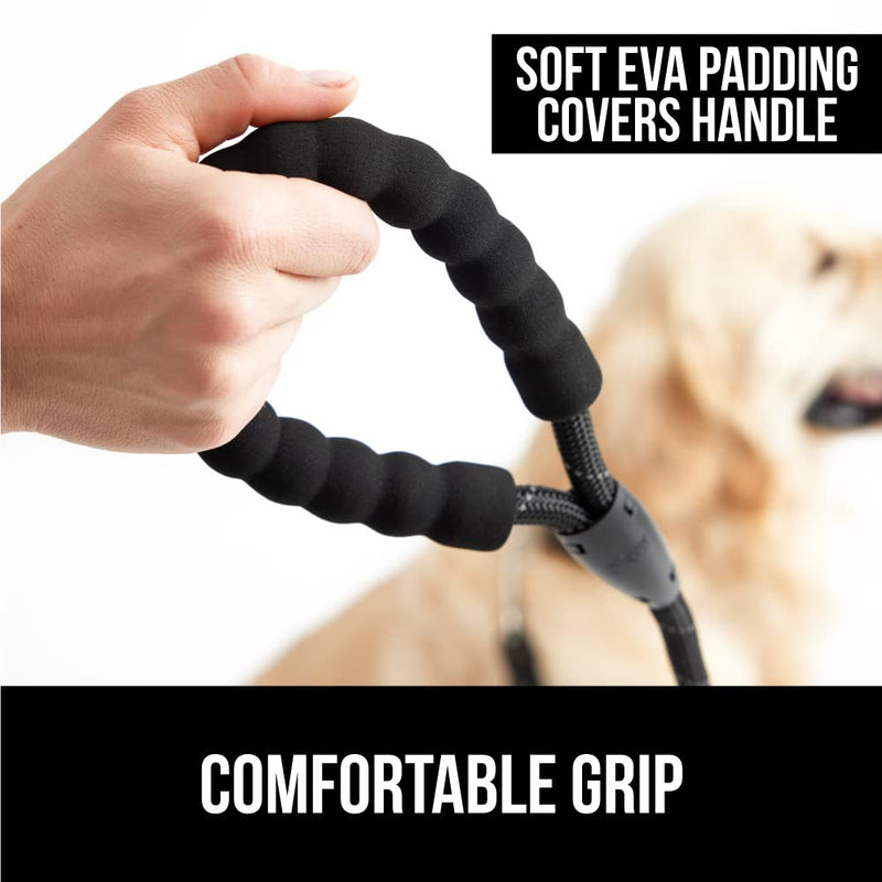 Gorilla Grip Durable Dog Leash, Soft Handle, Reflective Rope Pet Leashes for Puppy, Small and Large Dogs, Rotating Clip, Waste Bag Dispenser 5 Feet x 1/2 Inch Black - BeesActive Australia