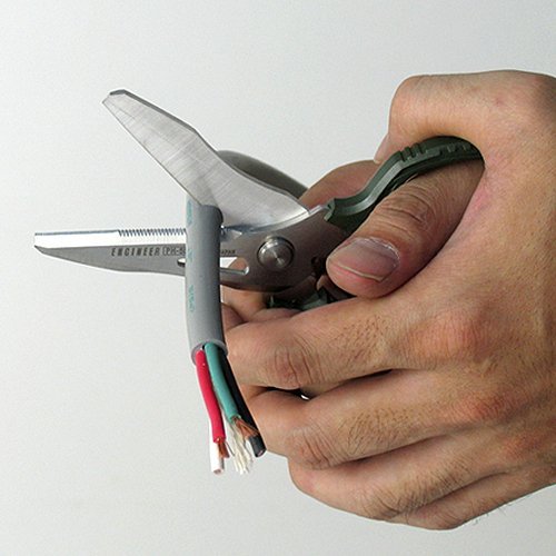 ENGINEER PH-55 Multi-Function, 160mm Compact Scissors, Electrician Scissors, with 4-in-1 Combi Blade - cuts Carpet, Leather, Solid Copper Wire, Insulated cable, CDs, Thick Rope & More. Made in Japan Single - BeesActive Australia