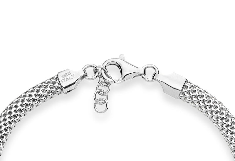 Miabella 925 Sterling Silver Italian 5mm Mesh Link Chain Bracelet for Women, Made in Italy Length 6.5 Inches + 0.5 Ext. (X-Small) - BeesActive Australia