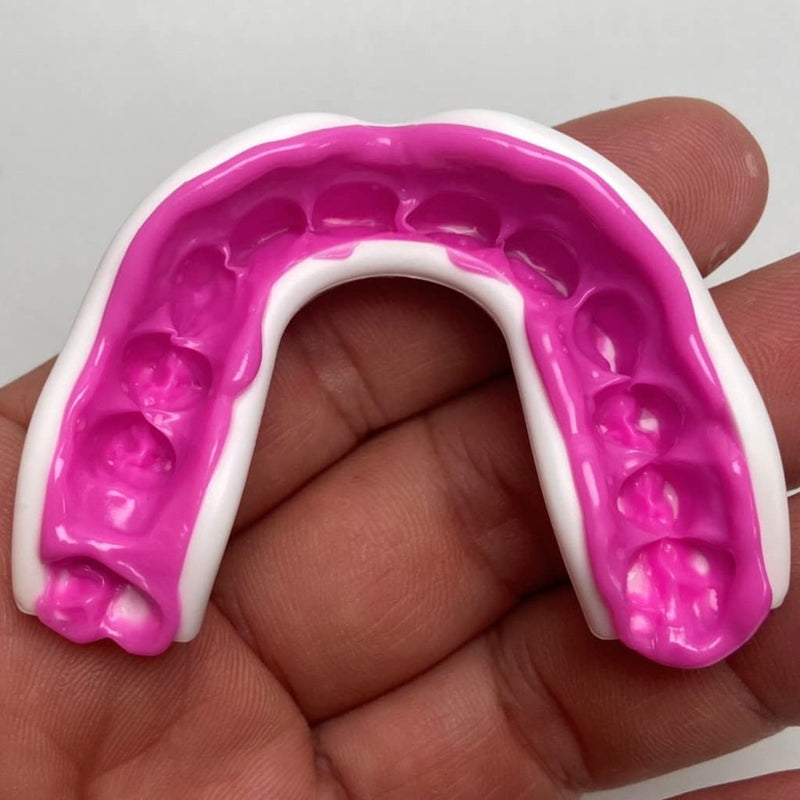 Oral Mart Sports Youth Mouth Guard for Kids (USA Flag & 3 Fangs & 15 Best Colors) | Youth Mouthguard (BPA Free) Football, MMA, Karate, Flag Football, Rugby, Boxing, BJJ, Hockey (/w Vented Case) (Youth, Strapless) Youth (Age 12 & Below) Pinky Lady - BeesActive Australia