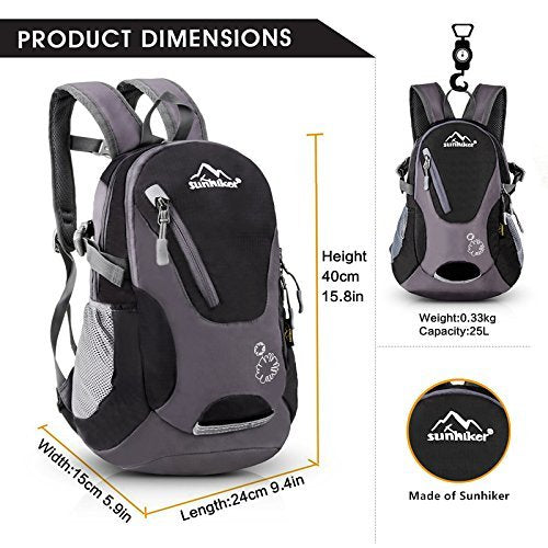 Cycling Hiking Backpack Sunhiker Water Resistant Travel Backpack Lightweight SMALL Daypack M0714 (Black) Black - BeesActive Australia