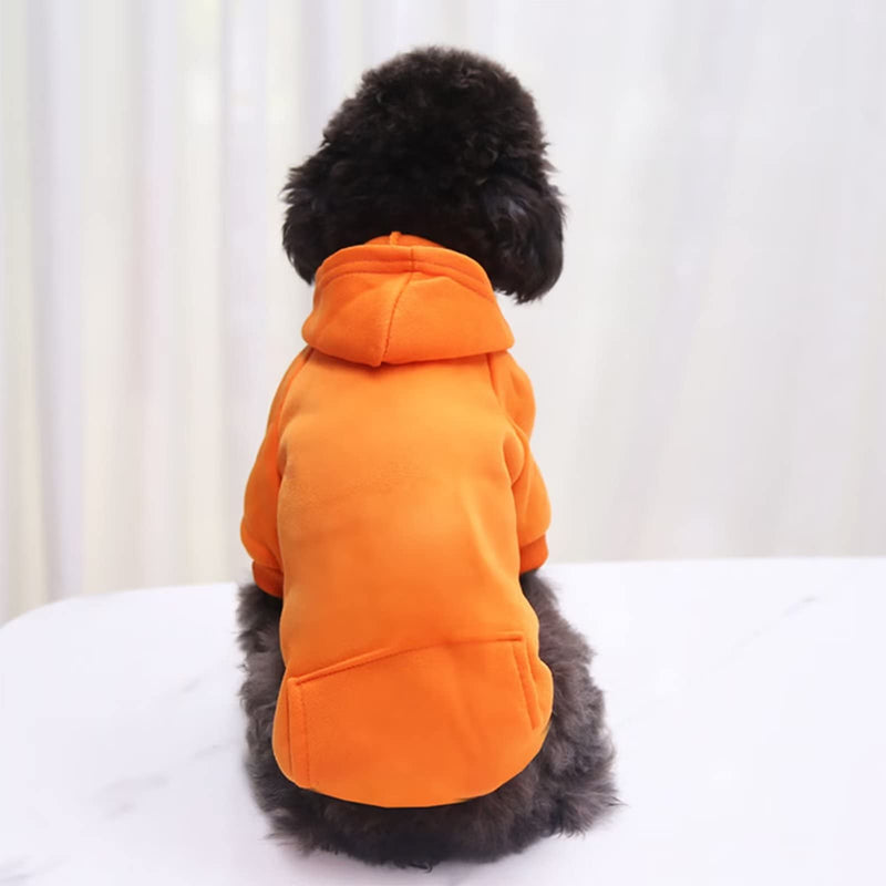 Dog Hoodie with Pocket Pet Warm Sweater for Winter Small Medium Dogs Puppy Coat XX-Large Orange - BeesActive Australia