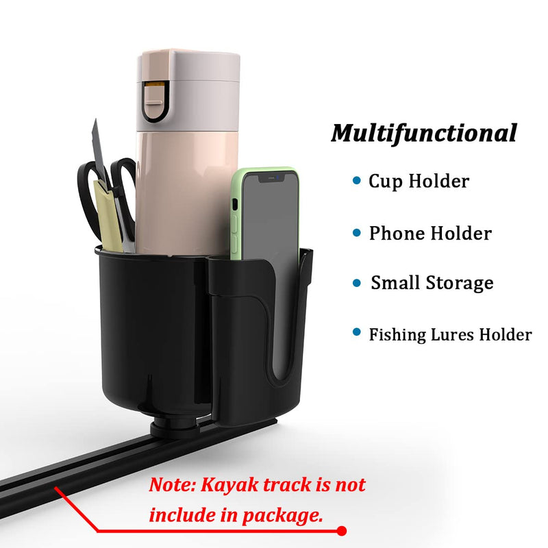Huntury 2Pcs Multifunctional Kayak Cup Holder, Phone Holder, Fishing Tool and Lures Storage, Kayak Bottle Holder Drink Holder, Kyak Fishing Accessoires, Kayak Track Mount Install - BeesActive Australia