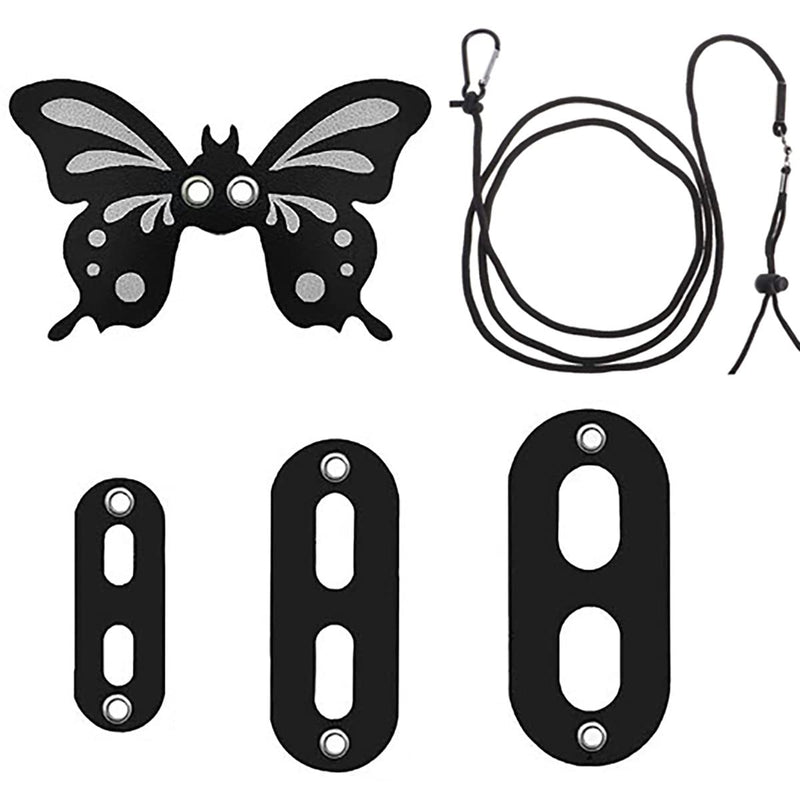 Bearded Dragon Leash and Harness - Adjustable 3 Size Pack Leather Butterfly Wings Harness Set, Lizard Costume Clothes Outdoor Walking Lead Control Rope for Iguana Gecko Chameleon Hamster Ferret Black - BeesActive Australia