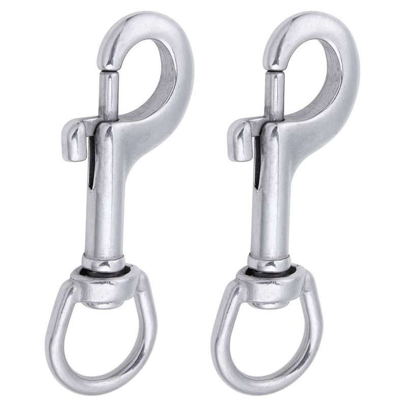 [AUSTRALIA] - AOWISH 2-Pack 316 Stainless Steel Swivel Eye Bolt Snap Hook Marine Grade Single Ended Diving Clips for Flagpole/Pet Leash/Camera Strap/Keychains/Tarp Covers/Clothesline and More 3-1/2 inch, Silver 