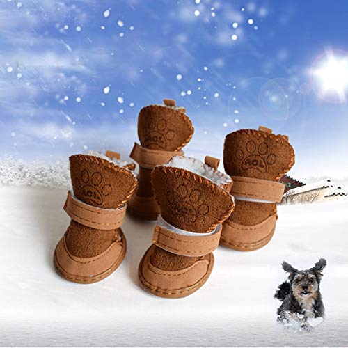 URBEST Dog Shoes with Hook Loop Closure Booties Pet Dog Chihuahua Shoes Boots, 4Pcs 2# Brown - BeesActive Australia