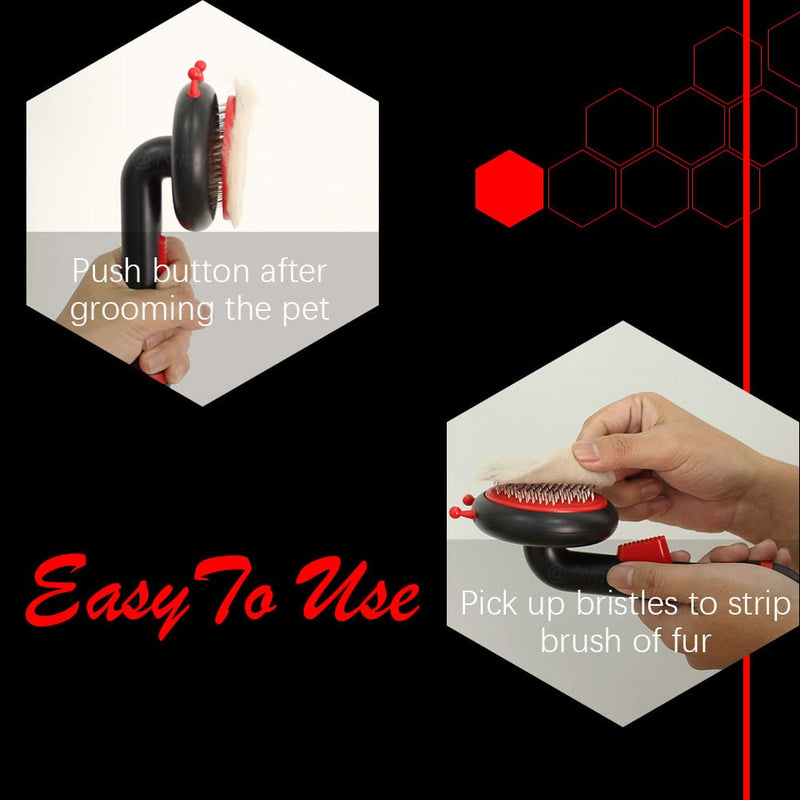 Cat Brush for Self Cleaning Shedding and Grooming, Unique Bee Brush with 184 Massage Needles, Soft Handle，Easily Removes Mats or Loose Undercoat Hairs for Long& Short Haired Dogs and Cats(Black) - BeesActive Australia