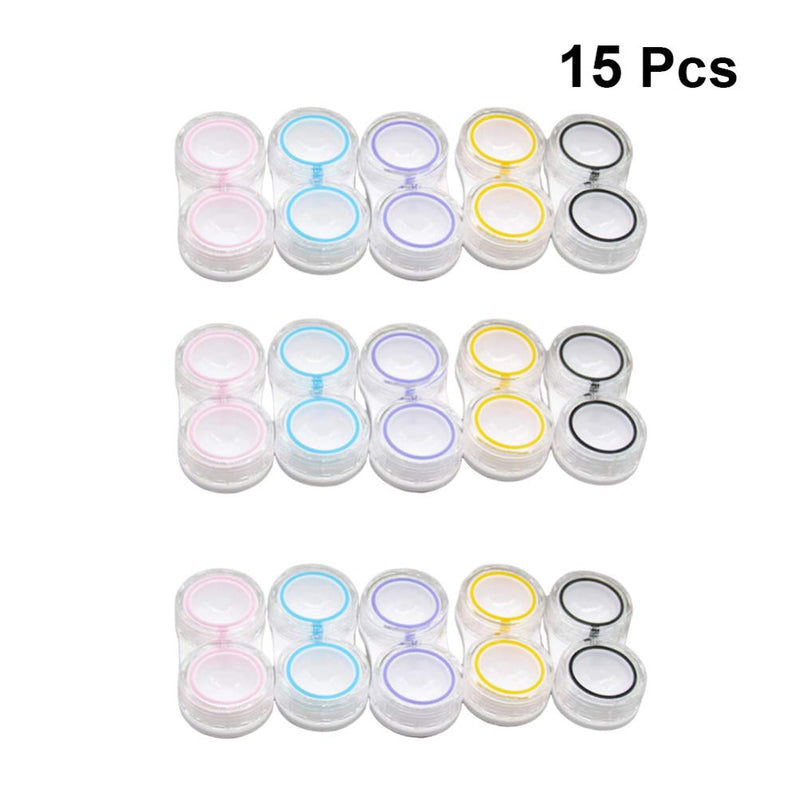 Exceart 15pcs Clear Cute Contact Lens Case Leak-Proof Durable Portable Storage Case Dual Box Container Holder for Contact Lense - BeesActive Australia