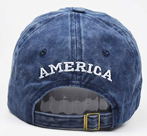 IZUS Washed Baseball-Hats American-Flag Distressed - 100% Distressed Cotton Dad Hat Embroiderred for Unisex Navy - BeesActive Australia